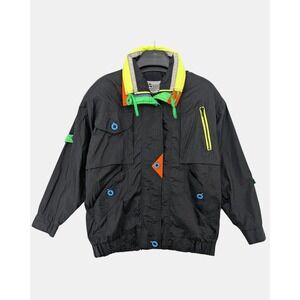 Vintage PA Originals Women's Bomber Jacket Medium Colorblock Neon 80s 90s